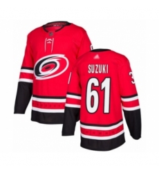 Men's Carolina Hurricanes #61 Ryan Suzuki Authentic Red Home Hockey Jersey