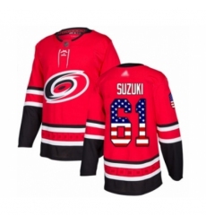 Men's Carolina Hurricanes #61 Ryan Suzuki Authentic Red USA Flag Fashion Hockey Jersey