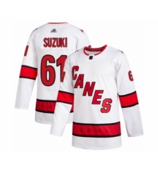 Youth Carolina Hurricanes #61 Ryan Suzuki Authentic White Away Hockey Jersey