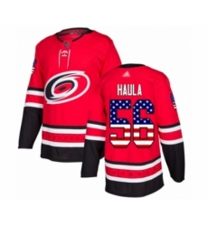 Youth Carolina Hurricanes #56 Erik Haula Authentic Red USA Flag Fashion Hockey Jersey