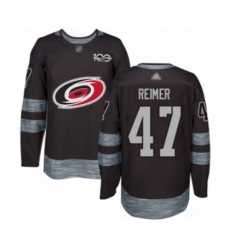Men's Carolina Hurricanes #47 James Reimer Authentic Black 1917-2017 100th Anniversary Hockey Jersey