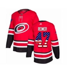 Men's Carolina Hurricanes #47 James Reimer Authentic Red USA Flag Fashion Hockey Jersey