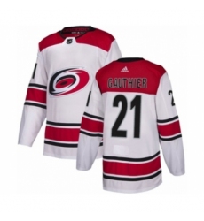 Men's Adidas Carolina Hurricanes #21 Julien Gauthier Authentic White Away NHL Jersey