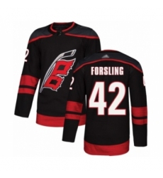 Youth Carolina Hurricanes #42 Gustav Forsling Authentic Black Alternate Hockey Jersey