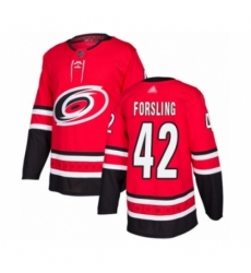 Youth Carolina Hurricanes #42 Gustav Forsling Authentic Red Home Hockey Jersey