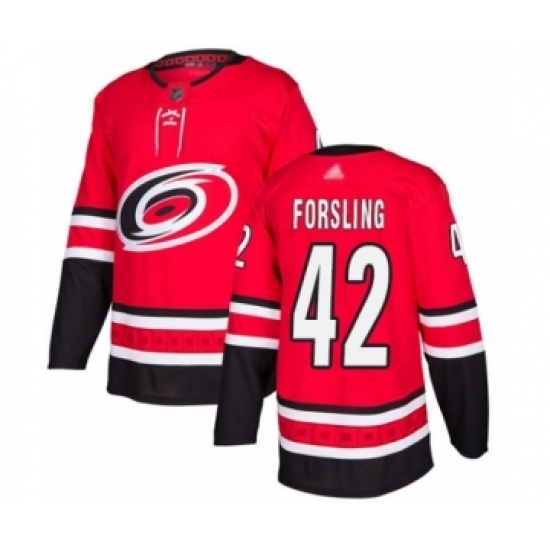 Youth Carolina Hurricanes #42 Gustav Forsling Authentic Red Home Hockey Jersey Youth Carolina Hurricanes #42 Gustav Forsling Authentic Red Home Hockey Jersey