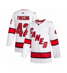 Youth Carolina Hurricanes #42 Gustav Forsling Authentic White Away Hockey Jersey