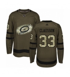 Youth Carolina Hurricanes #33 Fredrik Claesson Authentic Green Salute to Service Hockey Jersey