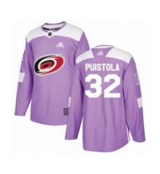 Youth Carolina Hurricanes #32 Patrik Puistola Authentic Purple Fights Cancer Practice Hockey Jersey