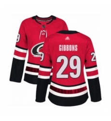 Women's Carolina Hurricanes #29 Brian Gibbons Authentic Red Home Hockey Jersey