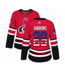Women's Carolina Hurricanes #29 Brian Gibbons Authentic Red USA Flag Fashion Hockey Jersey