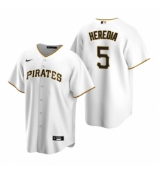 Men's Nike Pittsburgh Pirates #5 Guillermo Heredia White Home Stitched Baseball Jersey