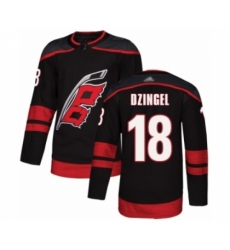 Men's Carolina Hurricanes #18 Ryan Dzingel Authentic Black Alternate Hockey Jersey