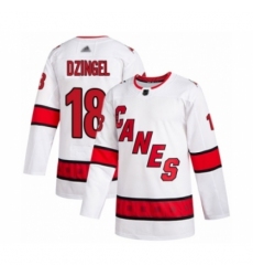Men's Carolina Hurricanes #18 Ryan Dzingel Authentic White Away Hockey Jersey