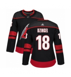 Women's Carolina Hurricanes #18 Ryan Dzingel Authentic Black Alternate Hockey Jersey