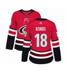 Women's Carolina Hurricanes #18 Ryan Dzingel Authentic Red Home Hockey Jersey
