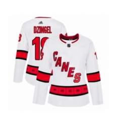 Women's Carolina Hurricanes #18 Ryan Dzingel Authentic White Away Hockey Jersey