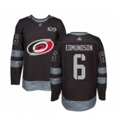 Men's Carolina Hurricanes #6 Joel Edmundson Authentic Black 1917-2017 100th Anniversary Hockey Jersey