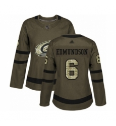 Women's Carolina Hurricanes #6 Joel Edmundson Authentic Green Salute to Service Hockey Jersey