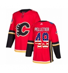 Men's Calgary Flames #49 Jakob Pelletier Authentic Red USA Flag Fashion Hockey Jersey