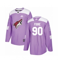 Men's Arizona Coyotes #90 Giovanni Fiore Authentic Purple Fights Cancer Practice Hockey Jersey