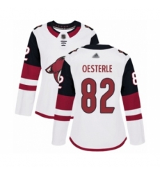 Women's Arizona Coyotes #82 Jordan Oesterle Authentic White Away Hockey Jersey