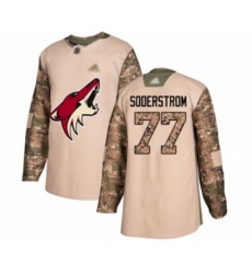 Men's Arizona Coyotes #77 Victor Soderstrom Authentic Camo Veterans Day Practice Hockey Jersey