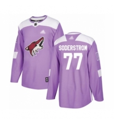 Men's Arizona Coyotes #77 Victor Soderstrom Authentic Purple Fights Cancer Practice Hockey Jersey