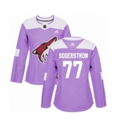 Women's Arizona Coyotes #77 Victor Soderstrom Authentic Purple Fights Cancer Practice Hockey Jersey