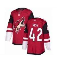 Men's Arizona Coyotes #42 Aaron Ness Authentic Burgundy Red Home Hockey Jersey