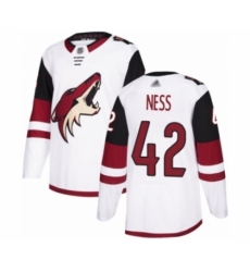 Men's Arizona Coyotes #42 Aaron Ness Authentic White Away Hockey Jersey