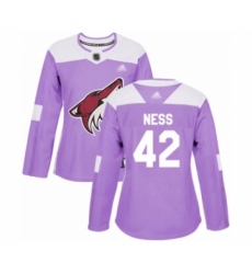 Women's Arizona Coyotes #42 Aaron Ness Authentic Purple Fights Cancer Practice Hockey Jersey