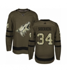Men's Arizona Coyotes #34 Carl Soderberg Authentic Green Salute to Service Hockey Jersey