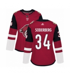 Women's Arizona Coyotes #34 Carl Soderberg Authentic Burgundy Red Home Hockey Jersey