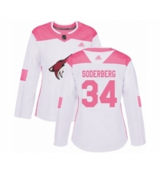 Women's Arizona Coyotes #34 Carl Soderberg Authentic White Pink Fashion Hockey Jersey