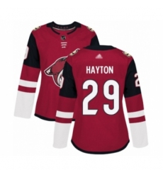 Women's Arizona Coyotes #29 Barrett Hayton Authentic Burgundy Red Home Hockey Jersey