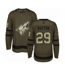 Youth Arizona Coyotes #29 Barrett Hayton Authentic Green Salute to Service Hockey Jersey