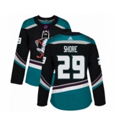 Women's Anaheim Ducks #29 Devin Shore Authentic Black Teal Alternate Hockey Jersey