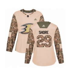 Women's Anaheim Ducks #29 Devin Shore Authentic Camo Veterans Day Practice Hockey Jersey