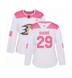 Women's Anaheim Ducks #29 Devin Shore Authentic White Pink Fashion Hockey Jersey