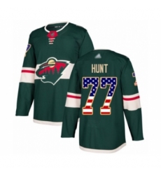 Men's Minnesota Wild #77 Brad Hunt Authentic Green USA Flag Fashion Hockey Jersey