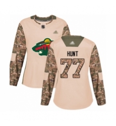Women's Minnesota Wild #77 Brad Hunt Authentic Camo Veterans Day Practice Hockey Jersey