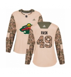 Women's Minnesota Wild #49 Victor Rask Authentic Camo Veterans Day Practice Hockey Jersey