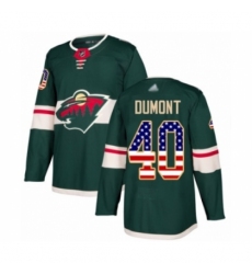 Men's Minnesota Wild #40 Gabriel Dumont Authentic Green USA Flag Fashion Hockey Jersey