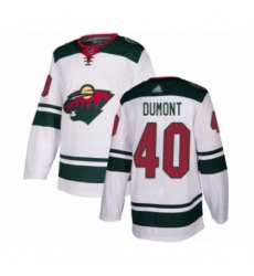 Men's Minnesota Wild #40 Gabriel Dumont Authentic White Away Hockey Jersey