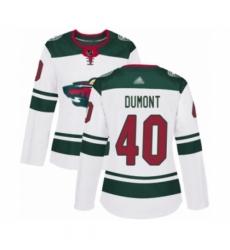 Women's Minnesota Wild #40 Gabriel Dumont Authentic White Away Hockey Jersey