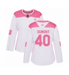 Women's Minnesota Wild #40 Gabriel Dumont Authentic White Pink Fashion Hockey Jersey