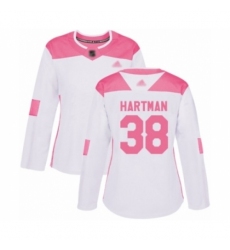 Women's Minnesota Wild #38 Ryan Hartman Authentic White Pink Fashion Hockey Jersey