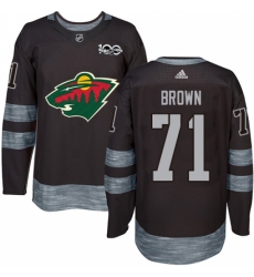 Men's Adidas Minnesota Wild #71 J T  Brown Authentic Black 1917-2017 100th Anniversary NHL Jersey