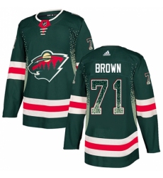 Men's Adidas Minnesota Wild #71 J T  Brown Authentic Green Drift Fashion NHL Jersey